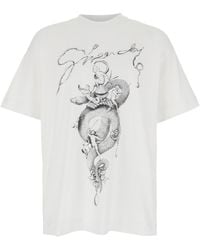 Givenchy - T-Shirt Girocollo Con Maxi Stampa Logo Sul Fronte - Lyst