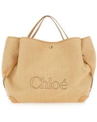 Chloé - Borsa Shopping 'Chloe Clover' Con Logo Lettering Sul Fronte E Tr - Lyst