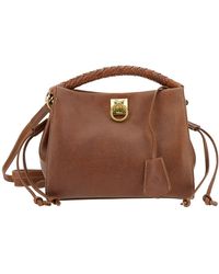 Mulberry - 'small Iris' Brown Handbag With Logo Detail In Hammered Leather Woman - Lyst
