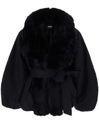ROTATE BIRGER CHRISTENSEN - Tech Fabric Mini Jacket With Faux Fur Collar - Lyst
