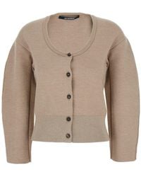 Jacquemus - 'Le Gilet Doppio' Cardigan With Round Neck And Ribbed Trims - Lyst