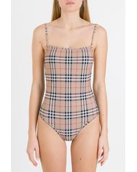 Burberry Checked Swimsuit - Natural