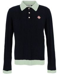 CASABLANCA - Polo Con Colletto Classico E Patch Logo Sul Fronte - Lyst