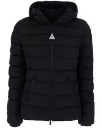Moncler - 'Herbes' Down Jacket With Hood And Logo Patch On The Sle - Lyst