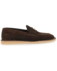 Dolce & Gabbana - Dolce & Gabbana Loafers With Logo Plate On The Front And Contrasting Stitching - Lyst