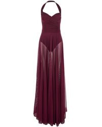 Norma Kamali - 'Cayla' Long Dress With Halterneck And Flared Sk - Lyst