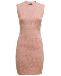 Fendi Ff Woman's Tight-fit Viscose Dress - Pink