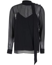Gucci - Silk Georgette Bow Blouse - Lyst