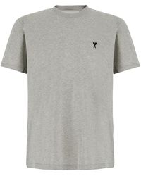 Ami Paris - Crew Neck T-Shirt With Adc Embroidery On The Front - Lyst