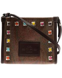 Etro Cotton Brown Globtter Shoulder Bag With Studs Woman Womens Bags Crossbody bags and purses 
