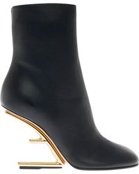 Fendi - Leather Boots With Structured Heel - Lyst