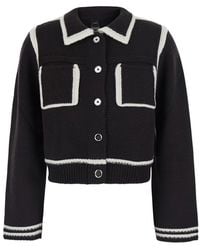Pinko - Crop Jacket With Classic Collar And Contrasting Details In - Lyst