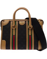 Gucci - And Brown Large Bauletto In Canvas Woman - Lyst