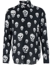 McQueen - Camicia Con Colletto A Punta E Stampa Skull All-Over - Lyst