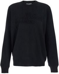 Dolce & Gabbana - Maglione Girocollo Con Logo Lettering Sul Fronte - Lyst