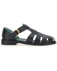 VINNY'S - Leather Cage Design Sandals With Buckle Closure - Lyst