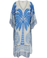 Miss June - 'Rhoda' Caftan With V-Neck And All-Over Floral Print In - Lyst