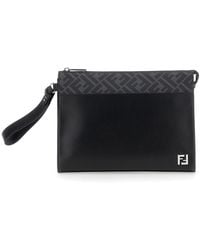 Fendi - Cltuch With Ff Motif And Ff Logo Plaque - Lyst