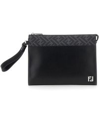 Fendi - Cltuch With Ff Motif And Ff Logo Plaque - Lyst
