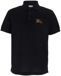 Burberry - Polo Shirt With Classic Collar And Ekd Embroidery - Lyst