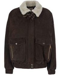 Semicouture - 'Gloria' Bomber Jacket With High Fur Collar With Str - Lyst