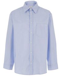 A.P.C. - Light Long-Sleeved Shirt With Classic Collar And Striped Motif - Lyst