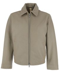 sunflower - Leather Crop Jacket With Classic Collar And Dropped Sh - Lyst