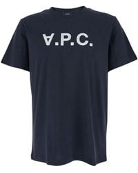 A.P.C. - Crewneck T-Shirt With Logo On The Front - Lyst
