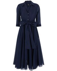 Le Plain - Long Dress With Adjustable Waist Belt And Cuban Collar In - Lyst