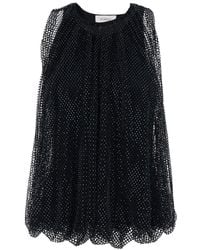 Sportmax - Top With Mesh Design And All-Over Rhinestone Application - Lyst