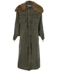 Blumarine - Long Coat With Removable Fur Detail - Lyst