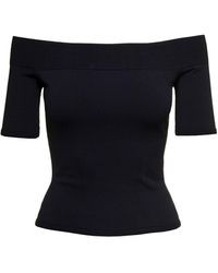 Alexander McQueen - Off-the-shoulders Top With Straight Neckline In Viscose Blend Woman - Lyst