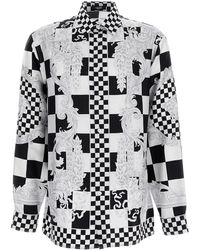 Versace - And Chechered Shirt With Baroque Pattern And Medus - Lyst