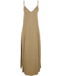 Forte Forte - Sleeveless Long Dress With V Neck And Single Front A - Lyst