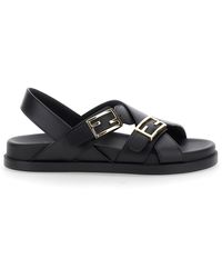 Fendi - Sandali Slingback Con Chiusura Con Fibbia Ff E Cinturini Intrecc - Lyst