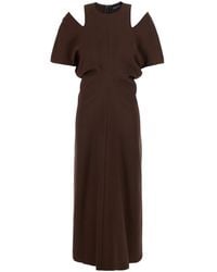 FEDERICA TOSI - Dress Midi Cut Off Cady With Long Sleeves And V-Neck Bro - Lyst