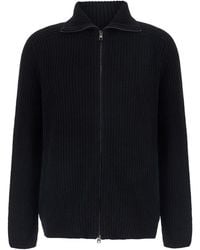 Tagliatore - Cardigan With Zip Closure And Ribbed Texture - Lyst