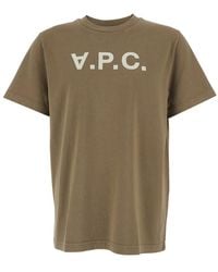 A.P.C. - Crewneck T-Shirt With Logo Lettering On The Front - Lyst