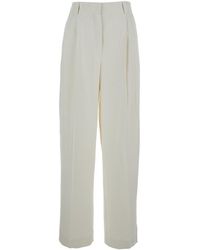 TOTEME - High-Waist Cotton Blend Pants - Lyst