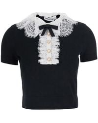 Self-Portrait - Top With Collar With Lace Details - Lyst