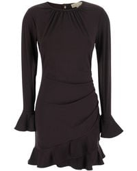 MICHAEL Michael Kors - Michael Michael Kors Ruffle Hem Ruched Dress - Lyst