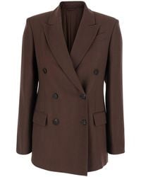 Brunello Cucinelli - Double-Breasted Jacket With Peak Revers - Lyst