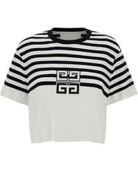 Givenchy - T-Shirt Crop A Righe Con Dettaglio 4G - Lyst