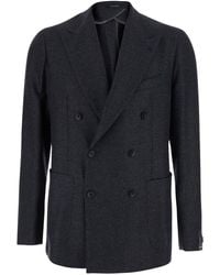 Tagliatore - 'Montecarlo' Double-Breasted Jacket With Peak Revers A - Lyst