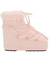 Moon Boot - Icon Low Faux Fur Ankle Boots With Faux Fur And Rubber Sole - Lyst
