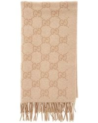 Gucci - Scarf With Fringed Hem And Gg All-Over Motif - Lyst
