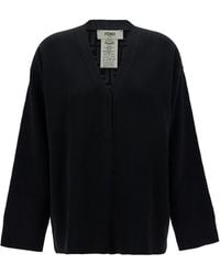 Fendi - Reversible Cardigan With Jacquard Ff Motif - Lyst