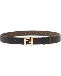 Fendi - Reversible Belt With Ff Buckle In Leather Black And - Lyst