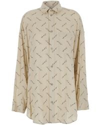 Balenciaga - Oversized Shirt With All-Over Printed Logo - Lyst