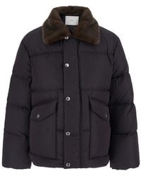 DUNST - Down Jacket With Leather Collar And Front Closure - Lyst